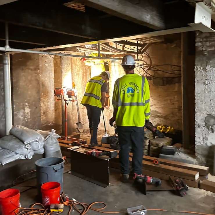 Seattle Slab Jack team performing basement waterproofing and sealing